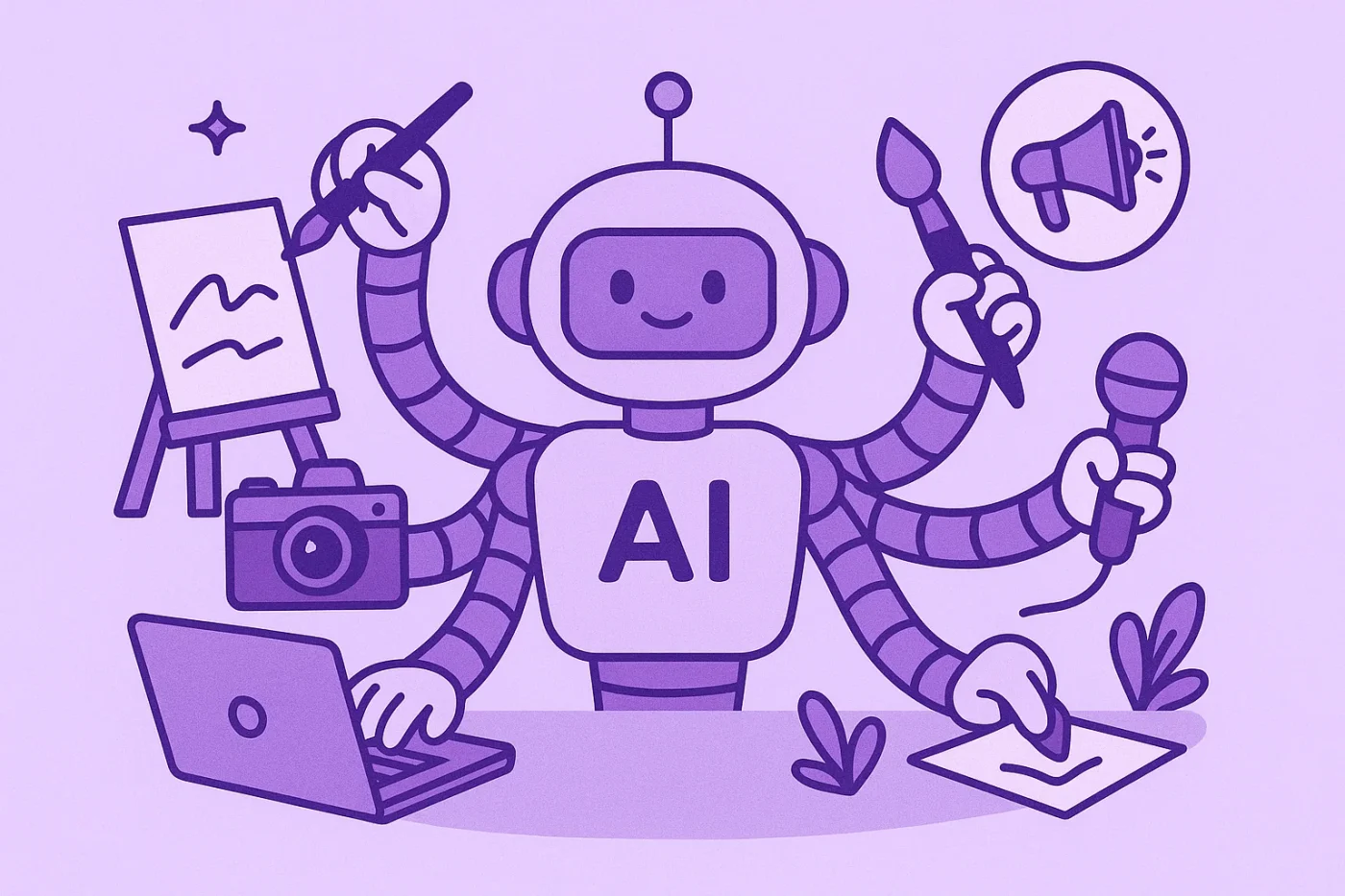 Illustration with an ai content machine