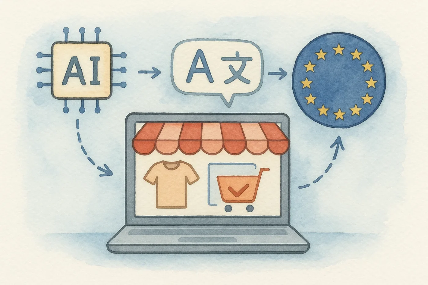 e-commerce ai translation in europe illustration