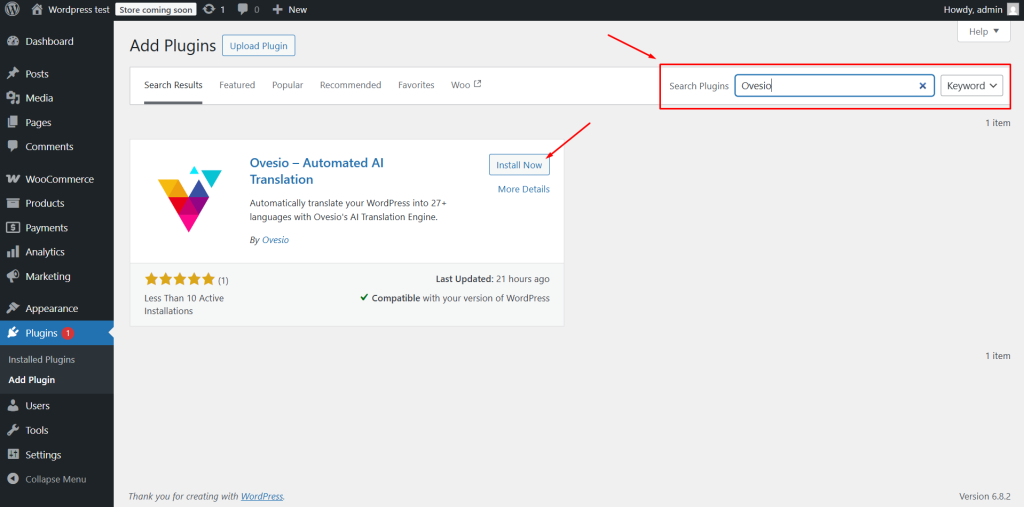 How to install Ovesio ai plugin