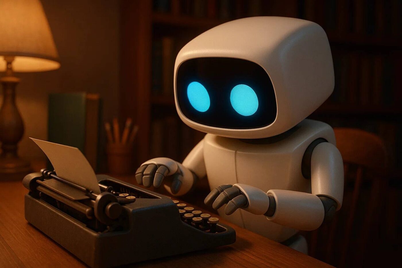 image of an AI robot writing ai product descriptions