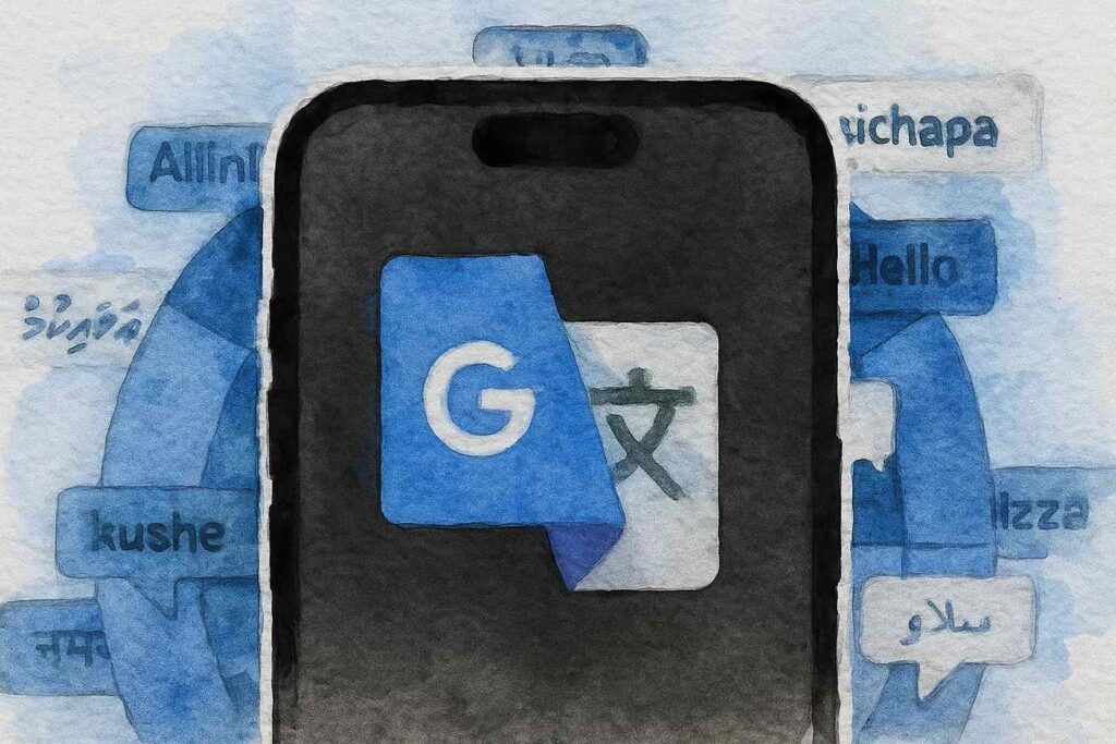 illustration of a phone with google translate best free ai translator