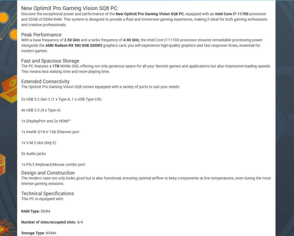 screenshot of an ai product description generated with Ovesio